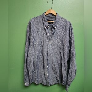 Abercrombie & Fitch Linen Blend Button-Down Shirt | Blue Stripe | XXL